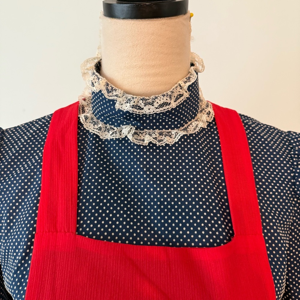 Vintage Handmade Dress with Red Apron Sz S - Picture 4 of 16